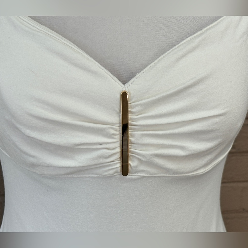 Cach’e white ruched top L - Picture 3 of 10